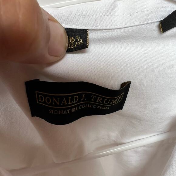Donald J Trump Signature Coll. Men’s White Regular Fit Dress Shirt - 16.5x32/33 - Picture 6 of 7